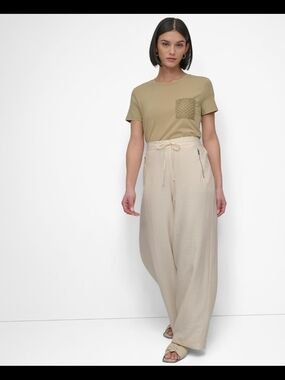 DKNY Womens Pull on Drawstring Pant wide leg NEW XL